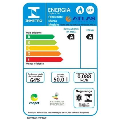 Imagem de Fogão a Gás 4 Bocas Mônaco Top Glass Preto - Bivolt