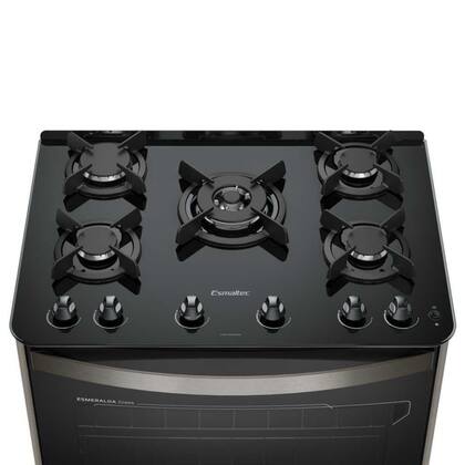Imagem de Fogão a Gás 5 Bocas Automático Esmeralda Glass Preto Mesa de Vidro - Esmaltec