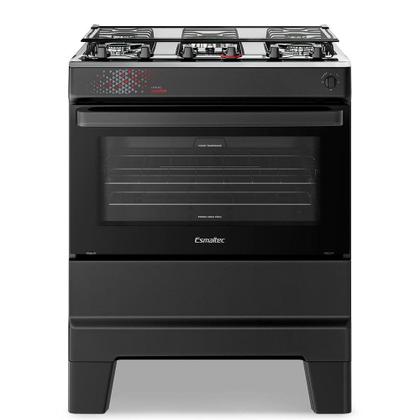 Imagem de Fogão a Gás 5 Bocas Automático Ideal Master Preto Mesa Inox T5ITP - Esmaltec