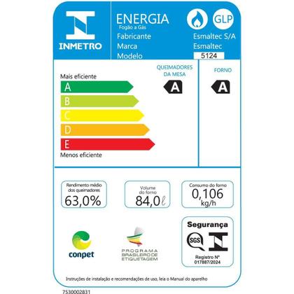 Imagem de Fogão a Gás 5 Bocas Automático Ideal Master Preto Mesa Inox T5ITP - Esmaltec