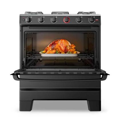 Imagem de Fogão a Gás 5 Bocas Automático Ideal Super Preto Mesa Inox F51AP - Esmaltec