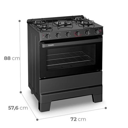 Imagem de Fogão a Gás 5 Bocas Ideal Super Glass Preto Mesa de Vidro F5VAP - Esmaltec