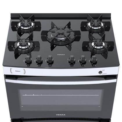 Imagem de Fogao a Gas 5 Bocas Venax Maxi Vitreo Branco