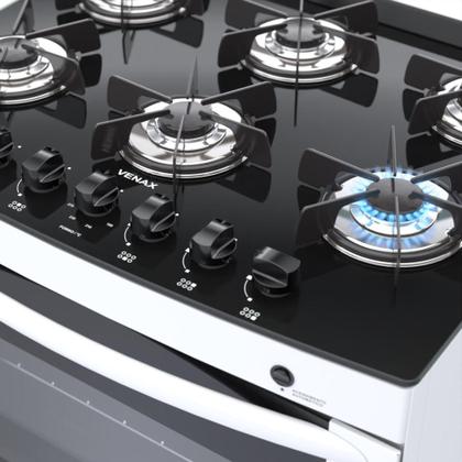 Imagem de Fogao a Gas 6 Bocas Venax Delplus Vitreo BL Branco