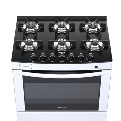 Imagem de Fogao a Gas 6 Bocas Venax Delplus Vitreo BL Branco