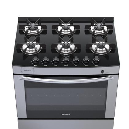 Imagem de Fogao a Gas 6 Bocas Venax Delplus Vitreo BL Inox