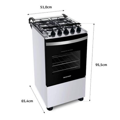 Imagem de Fogão a Gás Brastemp BF04NAB/NBB Clean 4 Bocas Piso Acendimento Automático