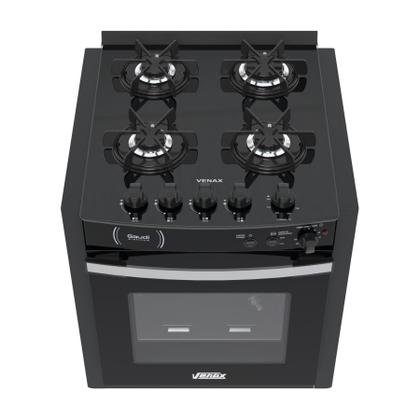 Imagem de Fogao a Gas de Embutir 4 Bocas Venax Gaudi Platinum Vitreo Preto