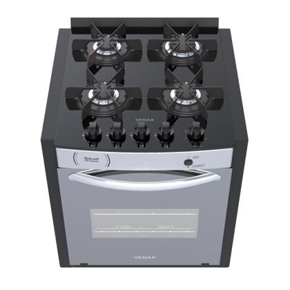 Imagem de Fogao a Gas de Embutir 4 Bocas Venax Gaudi Prisma Vitreo EL Inox
