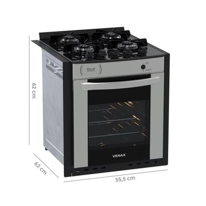 Imagem de Fogao a Gas de Embutir 4 Bocas Venax Gaudi Prisma Vitreo Inox