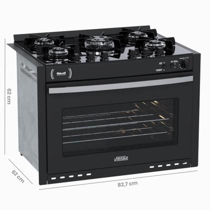 Imagem de Fogao a Gas de Embutir 5 Bocas Venax Gaudi Platinum Vitreo Preto