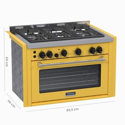 Imagem de Fogao a Gas de Embutir 5 Bocas Venax Temis Amarelo