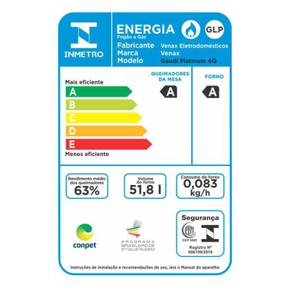 Imagem de Fogao a Gas de embutir Gaudi Platinum 4 Q GII Inox Gas Glp