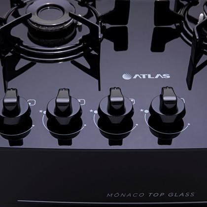 Imagem de Fogão a Gás de Piso 4 Bocas Atlas Mônaco Top Glass Mesa de Vidro