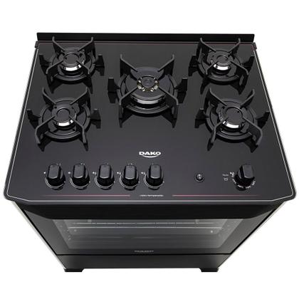 Imagem de Fogão a Gás de Piso 5 Bocas Dako Magister Mesa de Vidro Preto