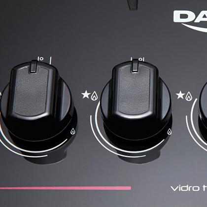 Imagem de Fogão a Gás de Piso 5 Bocas Dako Magister Mesa de Vidro Preto