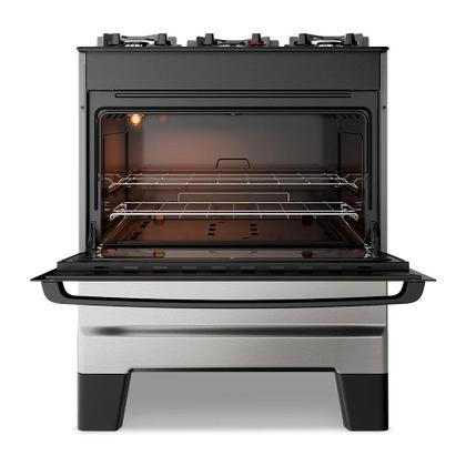Imagem de Fogão a Gás Mesa de Vidro Forno 84L Esmaltec IDEAL Master Glass Inox 5 bocas Bivolt