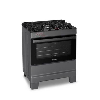Imagem de Fogão a Gás Mesa de Vidro Forno 84L Esmaltec IDEAL Top Glass Titanium 5 bocas Bivolt