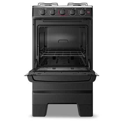 Imagem de Fogão a Gás Mesa Inox e Forno 50L Limpa Fácil Esmaltec IDEAL POP F4ISP Cor Preto 4 bocas