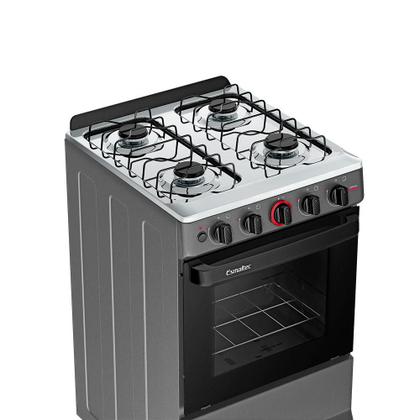 Imagem de Fogão a Gás Mesa Inox Forno 50L Limpa Fácil e Acendimento Automático Esmaltec IDEAL Super F4IAT Cor Titanium 4 bocas Bivolt