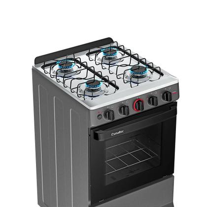 Imagem de Fogão a Gás Mesa Inox Forno 50L Limpa Fácil e Acendimento Automático Esmaltec IDEAL Super F4IAT Cor Titanium 4 bocas Bivolt
