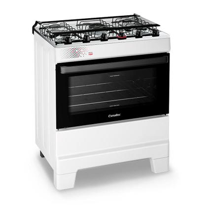 Imagem de Fogão a Gás Mesa Inox Tampa de Vidro Forno 84L Esmaltec IDEAL Top Branco 5 bocas Bivolt