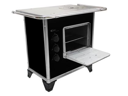 Imagem de Fogão A Gás Modelo A Lenha Preto Para Apartamento e Casa