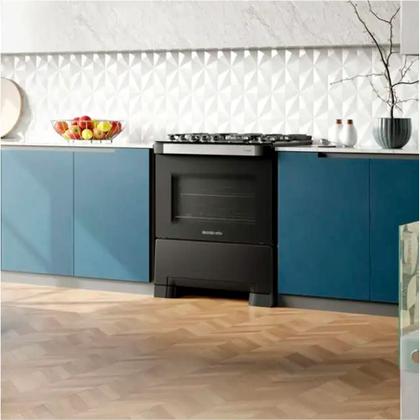 Imagem de Fogão á Gás Mueller 5 bocas Decorato Vetro Preto Mesa de vidro-Bivolt