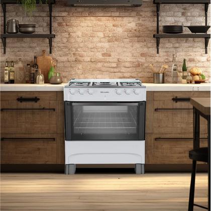 Imagem de Fogão à Gás Mueller MFI5BB 5B Mesa Inox Forno 81,6L Branco-Bivolt