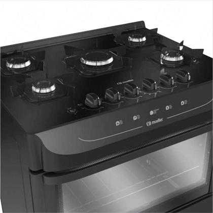 Imagem de Fogão a Gás Mueller MFV5BB 5 Bocas Preto Fosco Mesa de Vidro - Bivolt