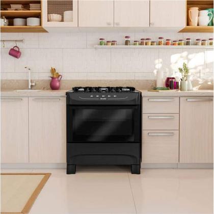 Imagem de Fogão a Gás Mueller MFV5BB 5 Bocas Preto Fosco Mesa de Vidro - Bivolt