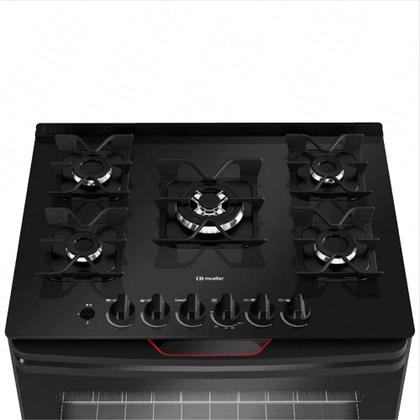 Imagem de Fogão a Gás Mueller MFV5BF 5 Bocas Mesa de Vidro Preto Fosco - Bivolt