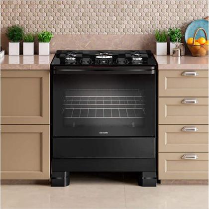 Imagem de Fogão a Gás Mueller MFV5BF 5 Bocas Mesa de Vidro Preto Fosco - Bivolt
