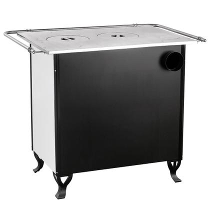 Imagem de Fogão A Lenha Com Forninho Com Caixa Esquerdo Branco Fornos Pinhal N2