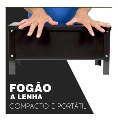 Imagem de Fogão A Lenha e Carvão 2 Bocas Portátil Camping Aço Esmaltado