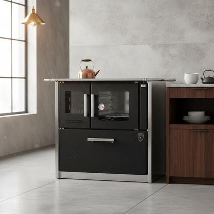 Imagem de Fogão a lenha eclipse direito preto chapa aluminio n2