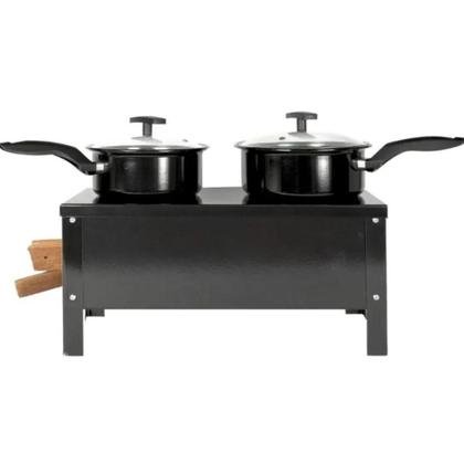 Imagem de Fogão A Lenha Esmaltado Portátil Camping Aço Esmaltado Preto