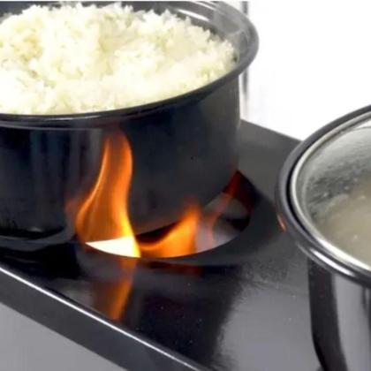 Imagem de Fogão A Lenha Esmaltado Portátil Camping Aço Esmaltado Preto