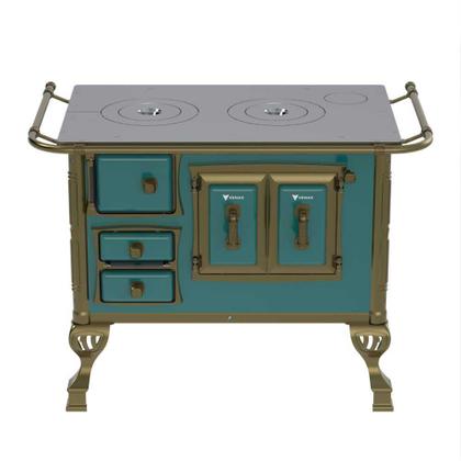 Imagem de Fogão a Lenha N 01 Colonial Turquesa Chapa Ferro Fundido Saída Direita Sem Tampa - Venax