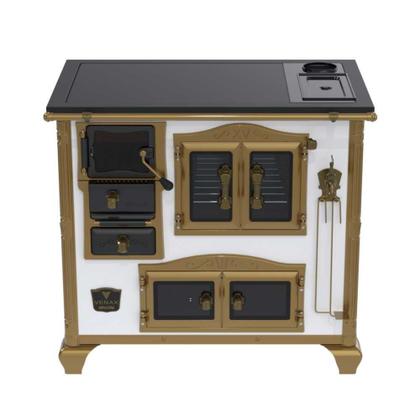 Imagem de Fogão a Lenha N 02 Imperador Branco C/ Caldeirão Gab. Chapa Vitrocerâmica Saída Direita S/ Tampa - Venax