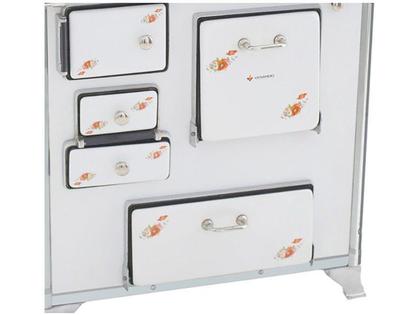 Imagem de Fogão a Lenha Tradicional 02 Venâncio Gabinete com Tampa Branco Florido