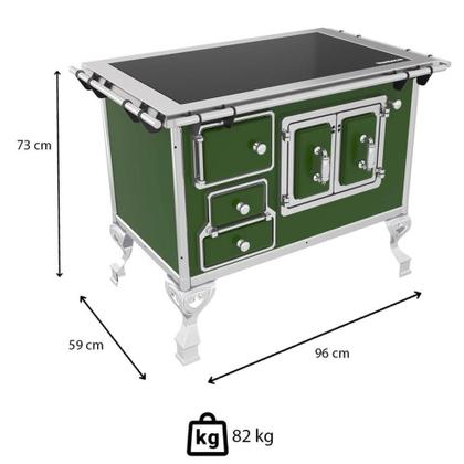 Fogão A Lenha Venâncio Tradicional Nº2 Vitroceramico Verde Saída