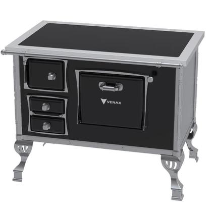 Imagem de Fogão a Lenha Venax 35083 N2 Saída Direita Premium Chapa Vitrocerâmica Com Moldura Inox 