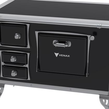 Imagem de Fogão a Lenha Venax 35083 N2 Saída Direita Premium Chapa Vitrocerâmica Com Moldura Inox 