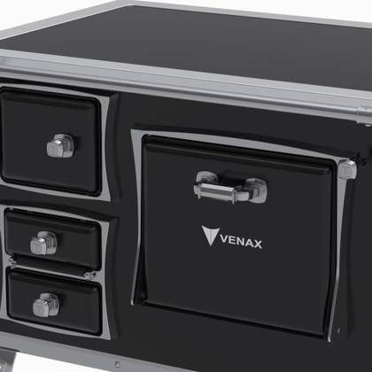 Imagem de Fogão a Lenha Venax 35083 N2 Saída Direita Premium Chapa Vitrocerâmica Com Moldura Inox 