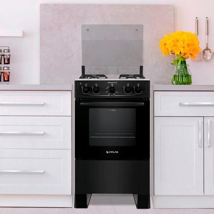 Imagem de Fogão Atlas 4 Bocas Mônaco Plus com Mesa de Inox Bivolt  Preto