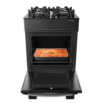Imagem de Fogão Atlas 4 Bocas preto Atenas Glass com Acendimento automático - Bivolt