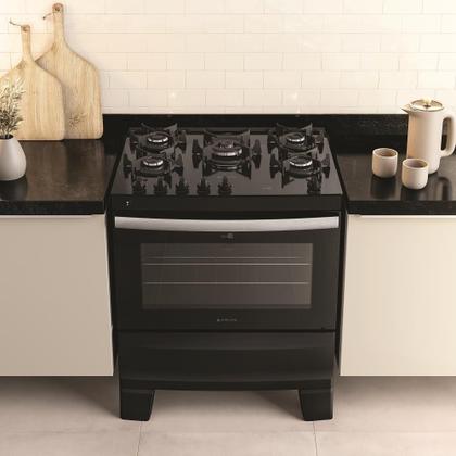 Imagem de Fogão Atlas 5 Bocas Agile Up Com Mesa de Vidro Preto - Bivolt