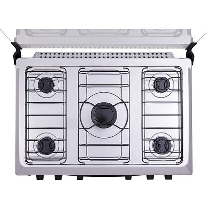 Imagem de Fogão Atlas 5 Bocas Mônaco Plus com Mesa Inox e Acendimento Automático Preto Bivolt