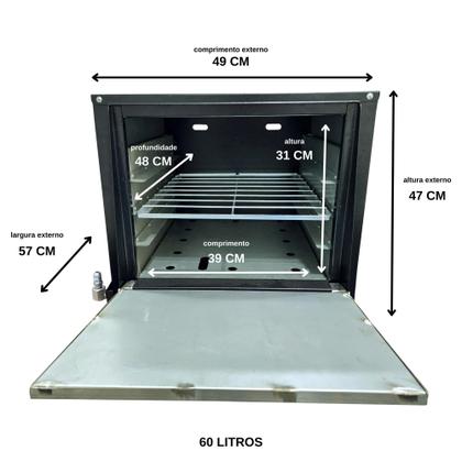 Imagem de Fogão Baixa Pressão 3 Bocas Alcazon com Forno 60 Litros Tampa Inox ACZ-003+ACZF-001